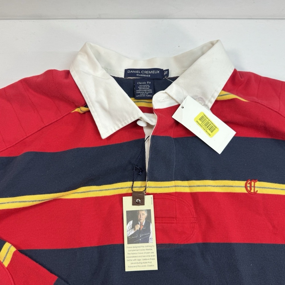 Vintage Daniel Cremieux Rugby Shirt Mens XL NWT Striped Elbow Patch Polo - Picture 3 of 9